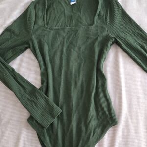 Old Navy Forest Green Ribbed Bodysuit